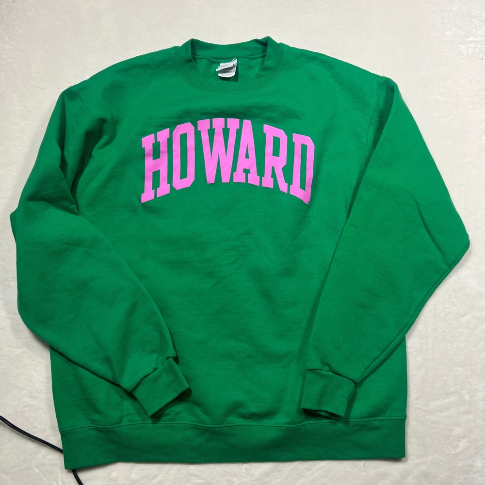 Champion Howard University Sweatshirt XL Green Pink Arch Logo Crewneck HBCU Prep